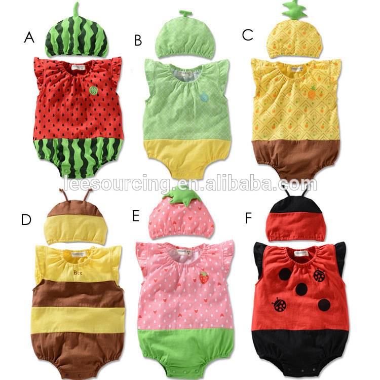 Factory supply new fashion funny baby girl boy rompers w/ hat newborn clothing set