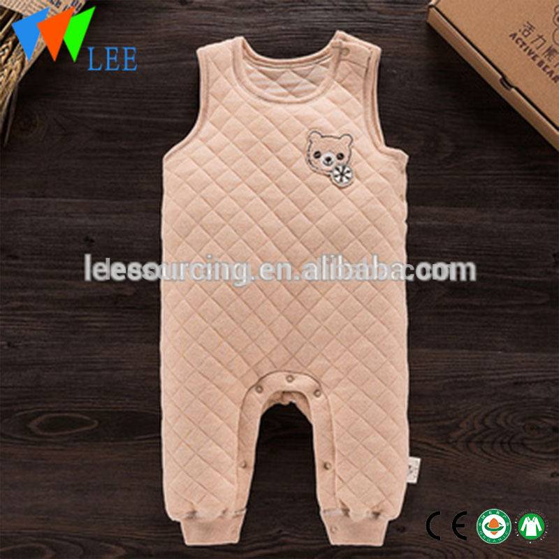 Winter Blàth Soft Baby Rompers Sleeveless Nàdair Colored Cotton Unisex Baby deise