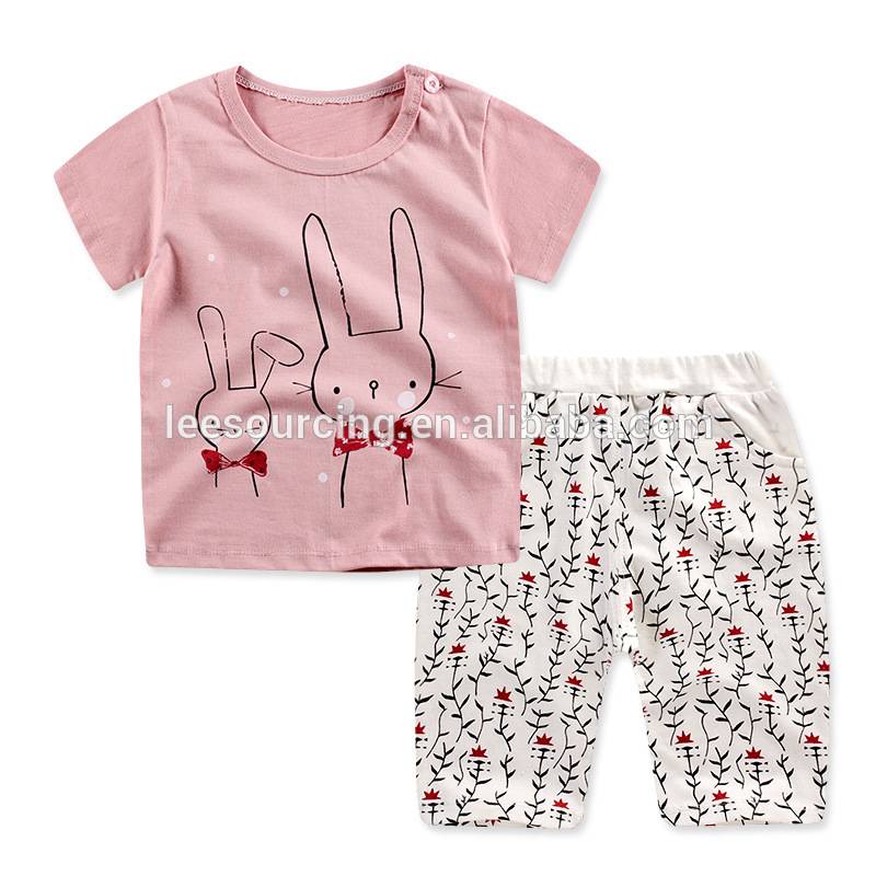 Summer cute custom print baby girl shirt and shorts set