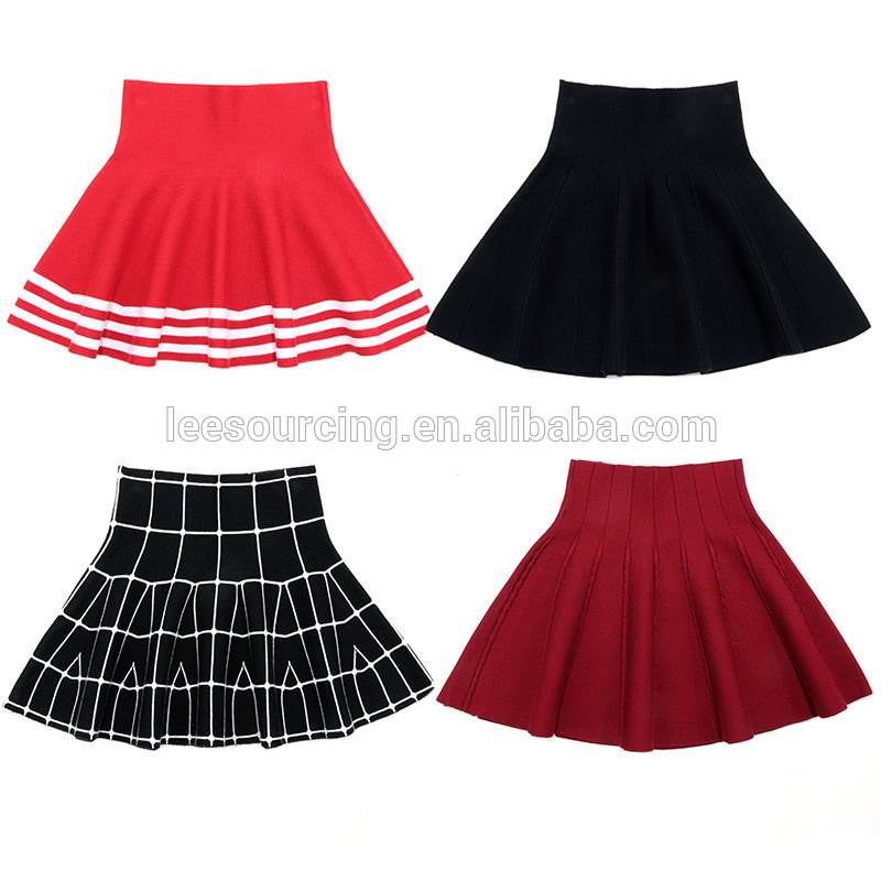 Hot Selling Spring Wool Fabric Children Girl Short Pleated Skirt