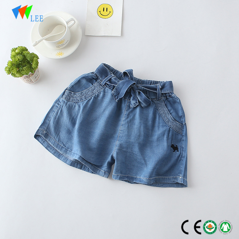 Commercio all'ingrosso della Cina la produzione di design di moda bambino dei jeans delle ragazze di stampa semplici pantaloncini