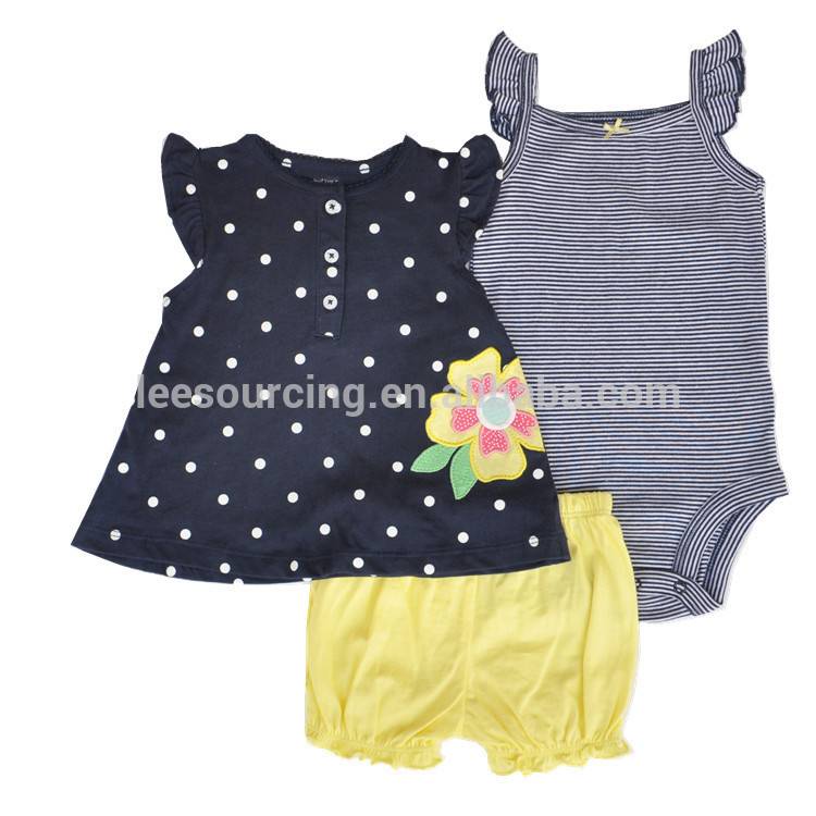 Infant polka dots ruffle swing tops and short pants and rompers summer cotton baby girl clothes