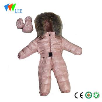 Baby down coat real fur hoodies coat one piece down coat with band
