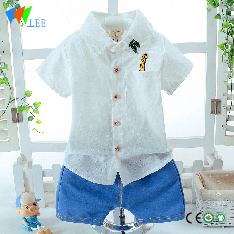 Factory wholesale Children Harem Pants - 100% cotton babies suit baby kids boy's summer clothing sets embroidered giraffes – LeeSourcing