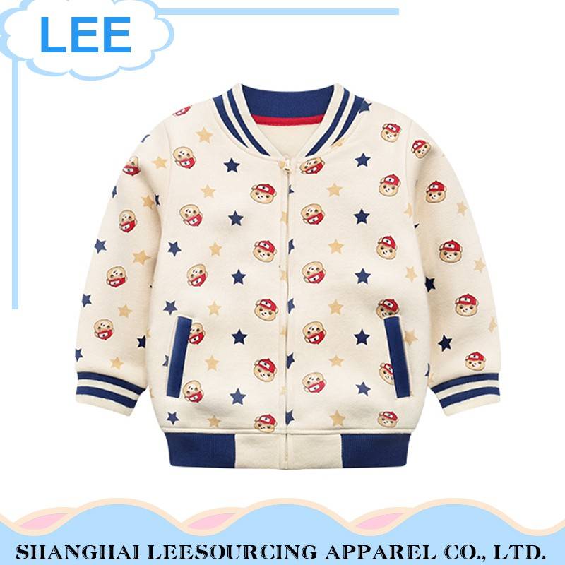 Top Quality Custom Printed White Baby Boy Baseball Jacket