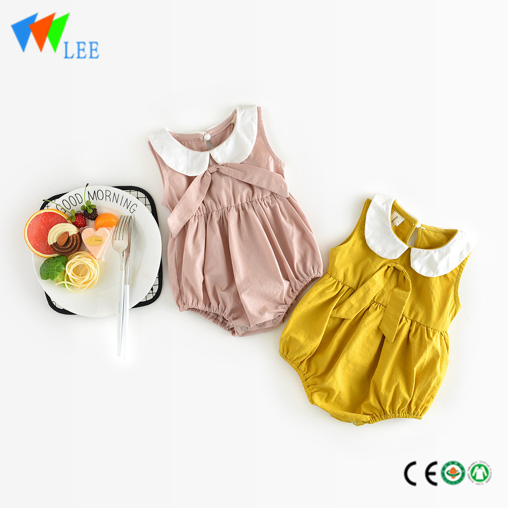 100% cotton O/neck baby sleeveless romper high quality