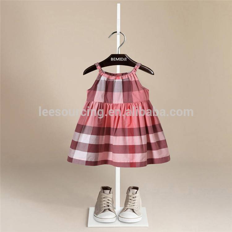 Summer Baby Girls Spaghetti Strap Fashion Cotton Children Checked Dress