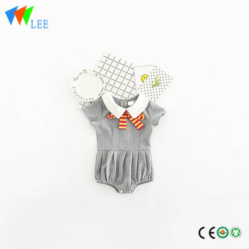 high quality100% cotton baby girls shortless ruffle shoulder and leg folds romper