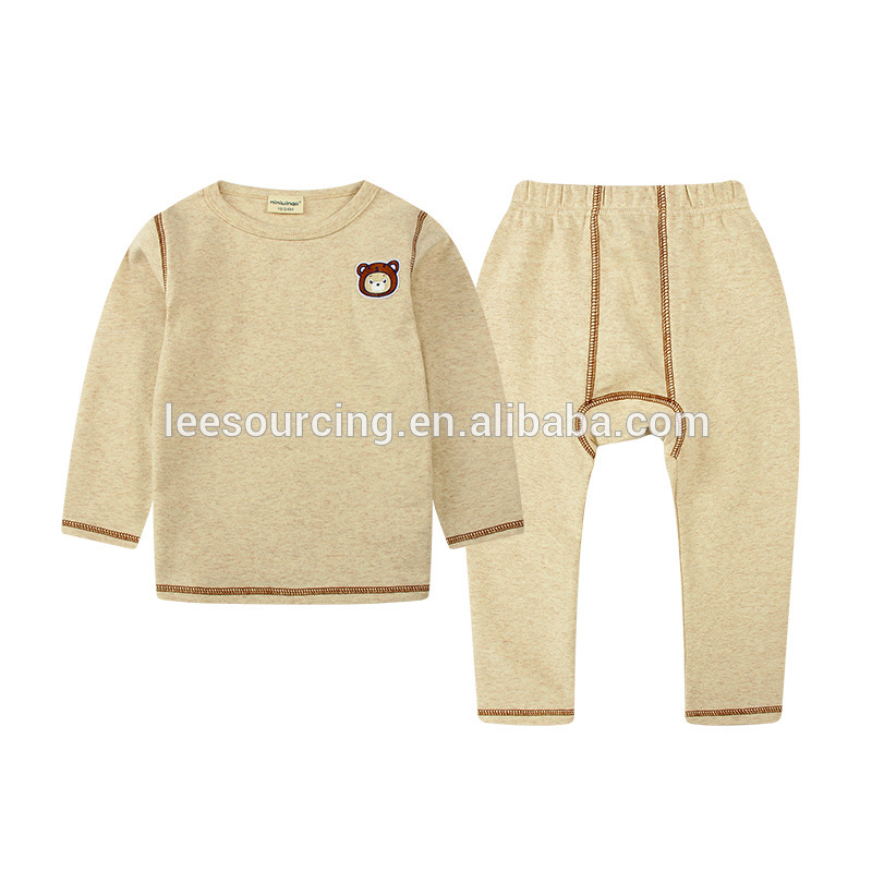 Keep warm long sleeve cotton wholesale boys baby clothes set.