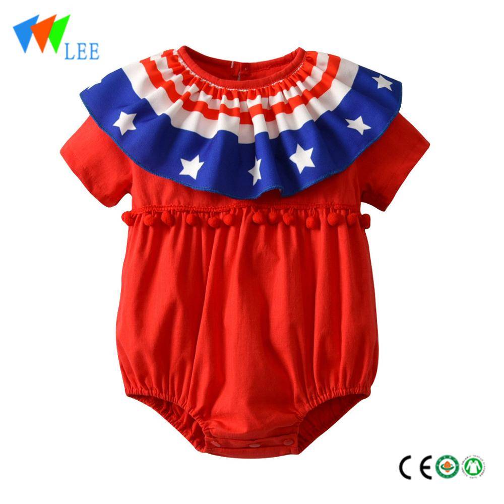 New style 100% cotton O/neck baby short sleeve romper