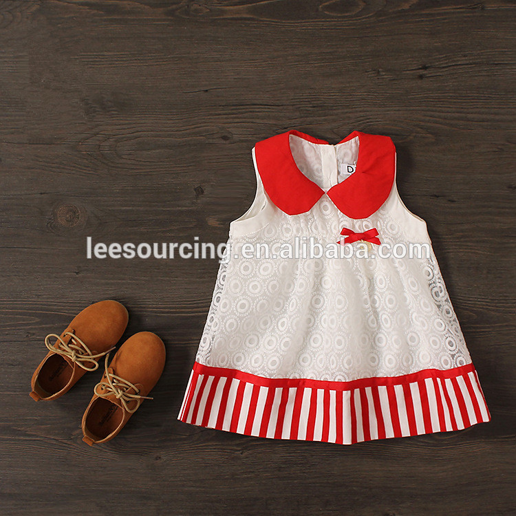 Hot selling sleeveless lace modern baby girl red dress