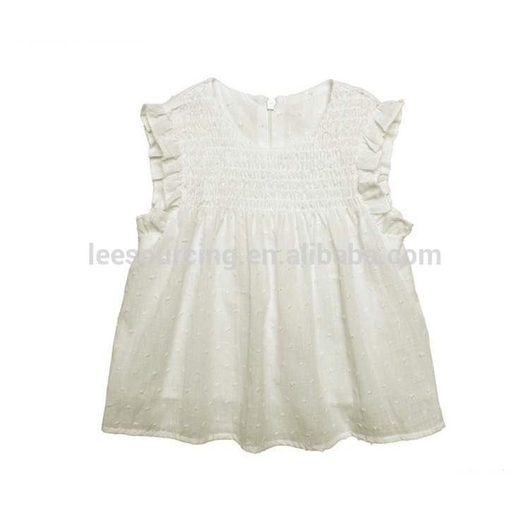 Fashion bùth leanaban Girls Clothes Summer Ruffle Sleeve Smocking Design Voile Swing Baby Dress