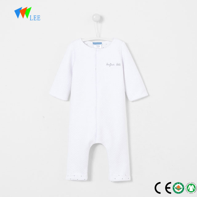 wholesale organic cotton long sleeve white baby clothes rompers