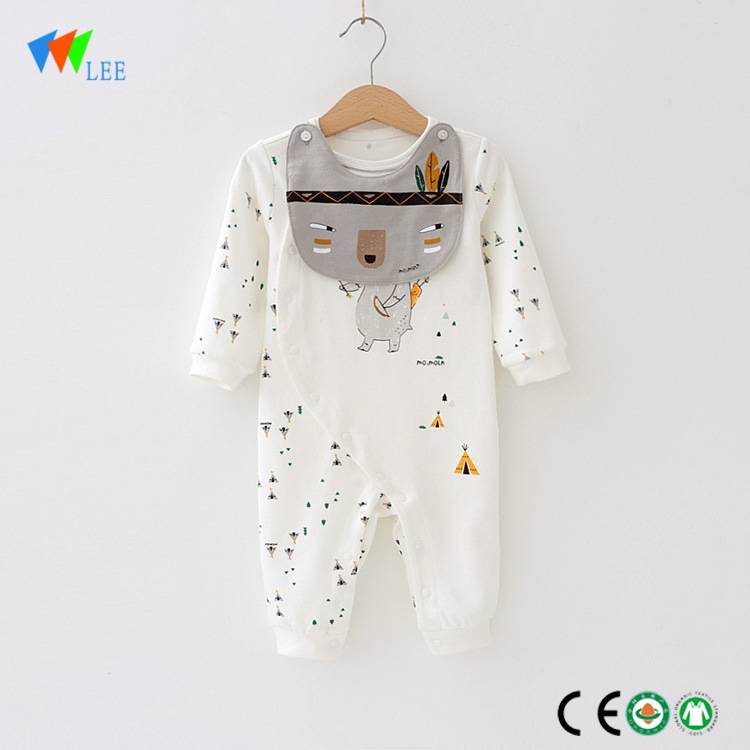 Novo bebê moda verão romper floral de manga comprida orgânicos macacão de bebê de algodão de impressão personalizados