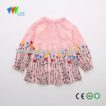 Western style boutique baby girl clothing ruffle neck shirts kids tops