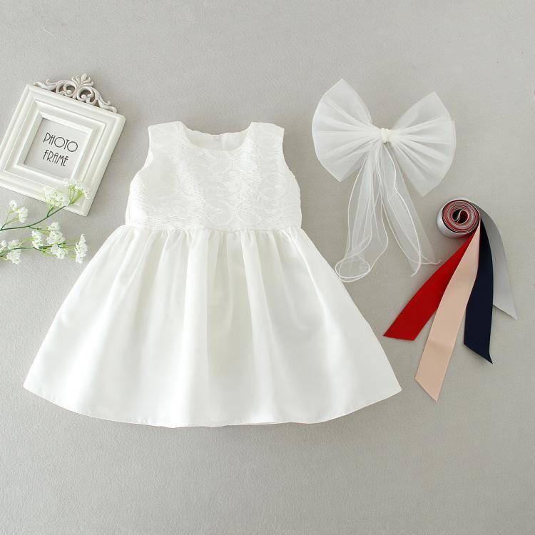 La princesa casament del vestit del nadó de l'àngel del fabricant de la Xina Kids Summer Girl blanc brillant inflada de 1 any
