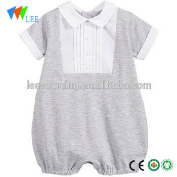 Baby short baby grey romper collar clothing cute infant outfits toddler bodysuit summer wholesale