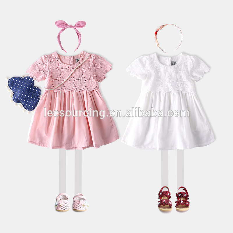 3-5 Years Old qızlar Wholesale Baby Girls Summer Cotton Dress Hollow Princess Dress