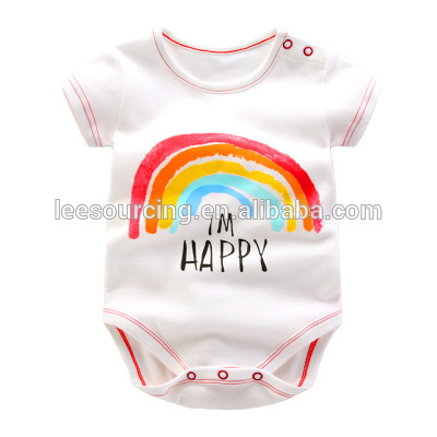 Rainbow 100% cotton baby bodysuit short sleeve baby knitted romper