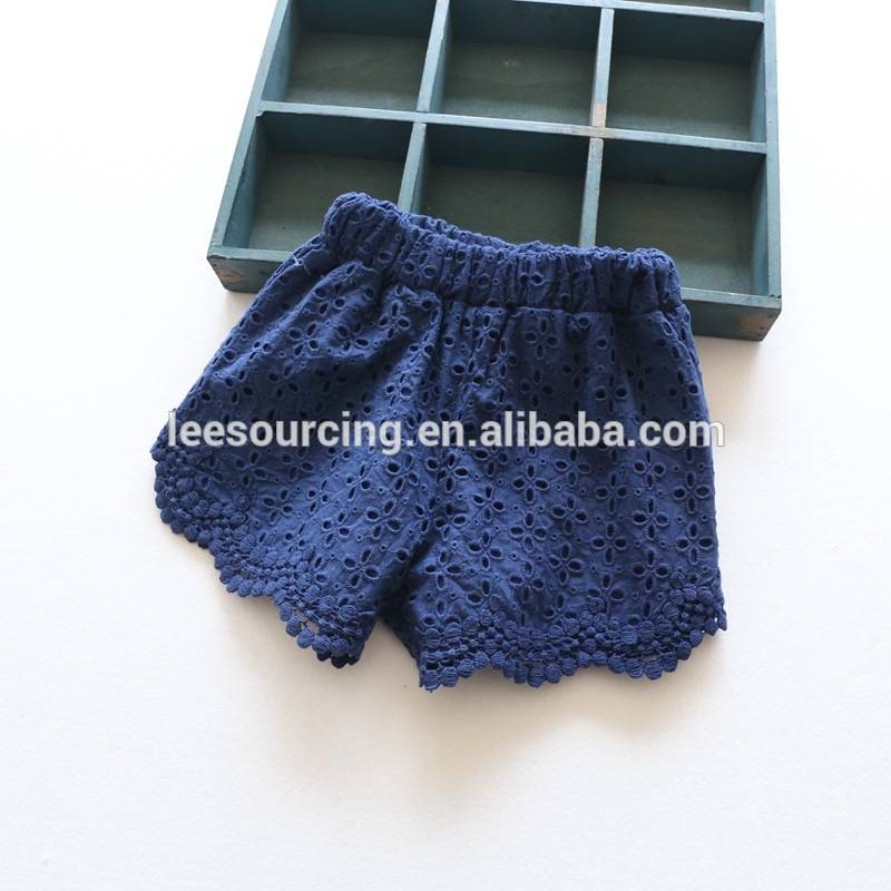 Wholesale high quality lace pure color summer baby girl ruffle shorts