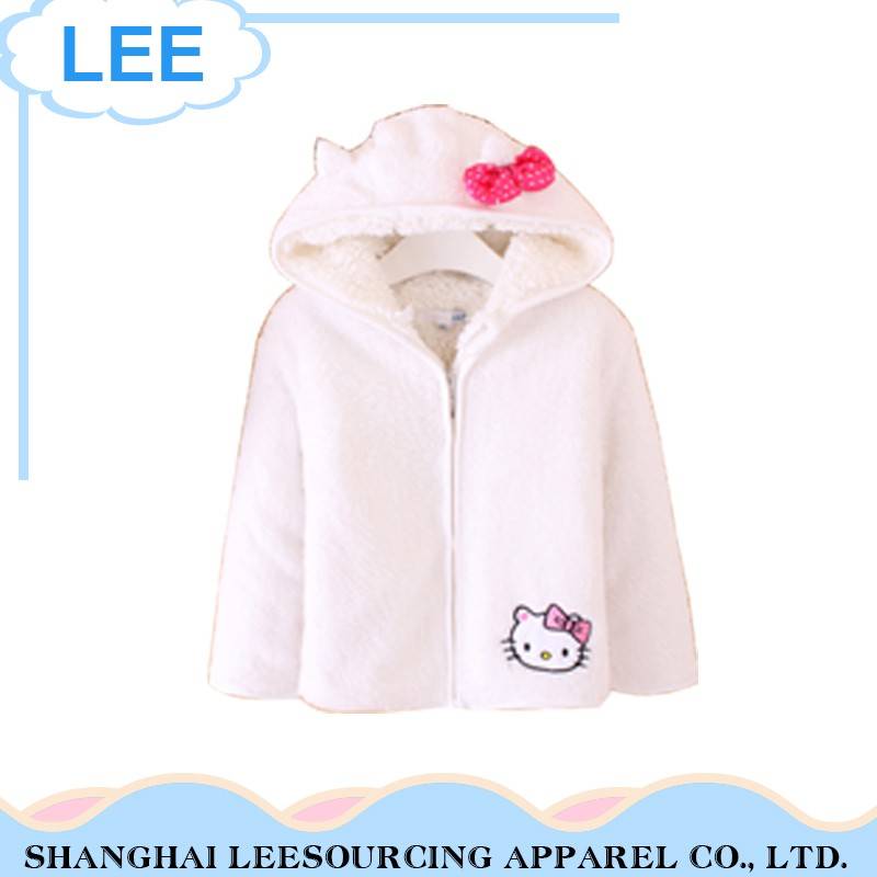 Hot Sale Soft Material Outwear White Cotton Baby Girls Coat