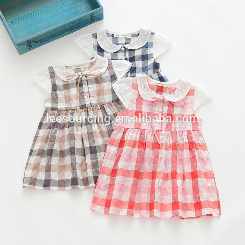 OEM China Baby Beautiful Dress - Wholesale doll collar plaid girls kids cotton dress – LeeSourcing