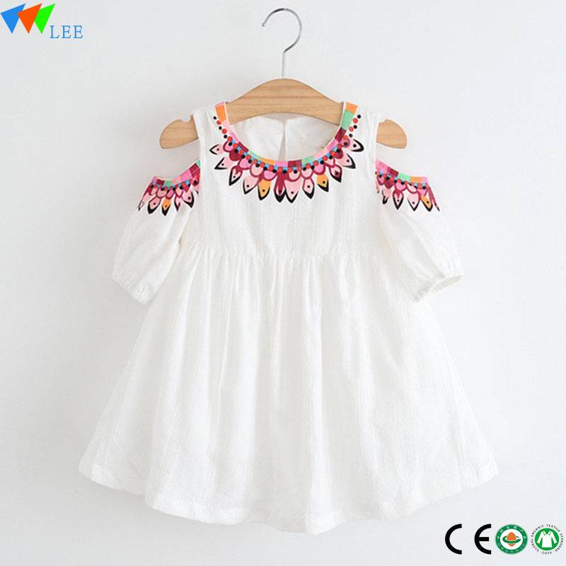 Summer little Girls Cotton Linen Dress Floral Children Dress