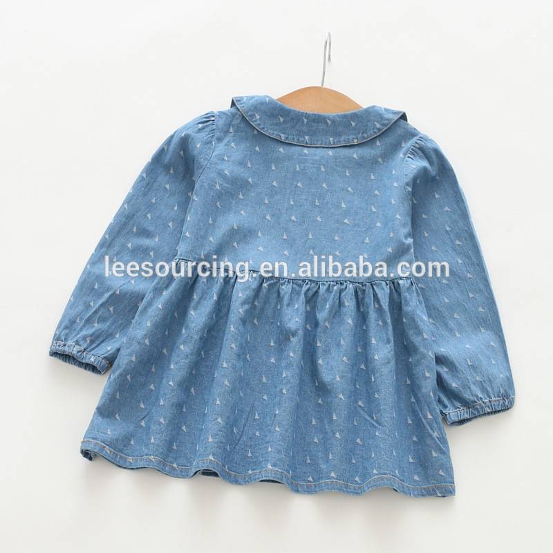 High quality long sleeve wholesale children girl denim dress