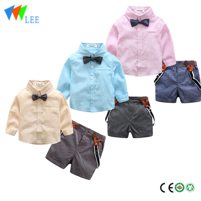 100% cotton American and European style children boy clothing set long sleeve with collar section
