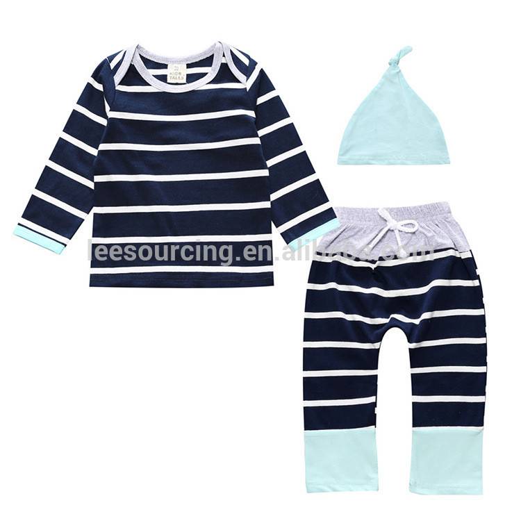 Bottom price Women Short Pants - Cute Infant cotton striped layette with hat 3 pcs long sleeve newborn baby boy clothes – LeeSourcing