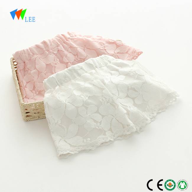 xunto China fabricación de deseño de moda de verán bonito bebé nenos shorts de algodón simple, con renda