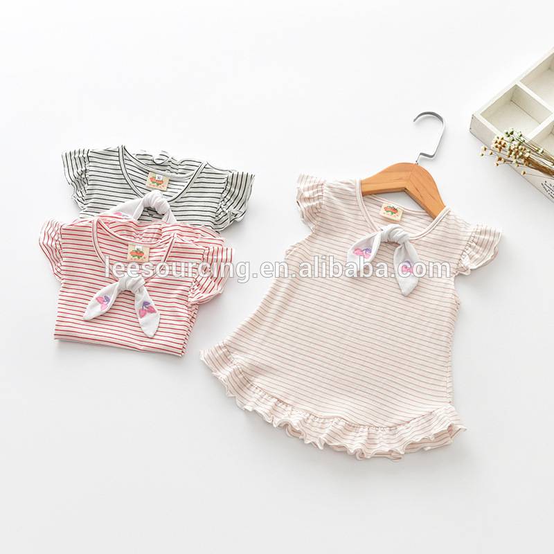 China Gold Supplier for Girls Rompers - Wholesale girls cute t shirt striped children tee shirt wear – LeeSourcing