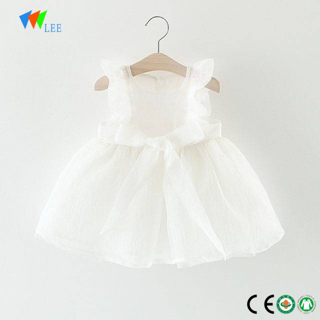new design short sleeve western party wear dress for baby girl kids