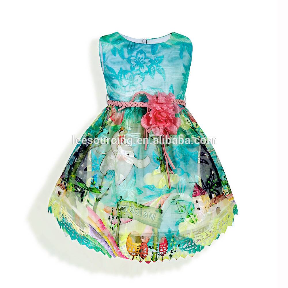 Лято Европа стил момиче рокля, едно парче рокля модел, детски цвете рокля