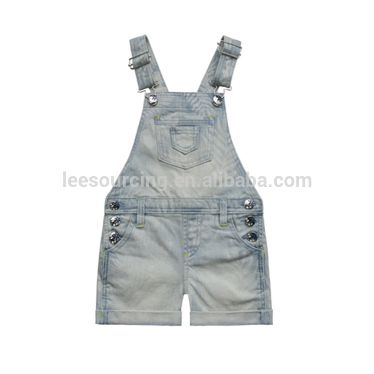 Latest show 100% cotton children denim suspender trousers loose fashionableJumpsuit overall jeans for girls and boys