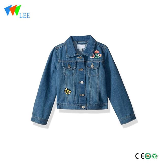 Blue kids girl denim jackets with embroidery