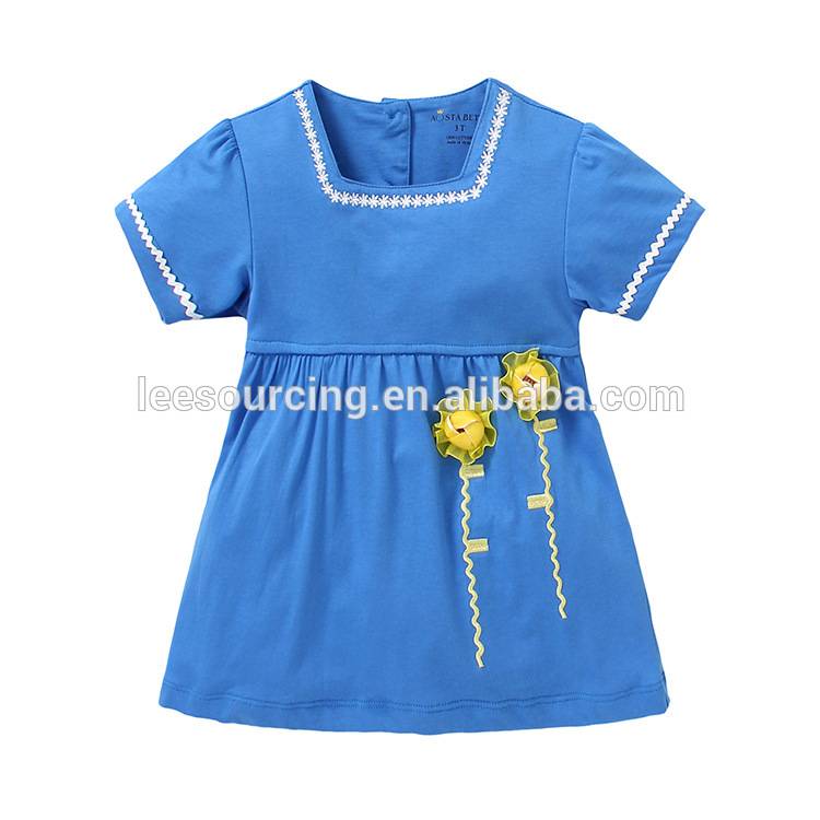 पश्चिमी शैली गर्मी खेल पोशाक बच्ची कपास सादा छोटो बाहुला कपडे बालिका पोशाक