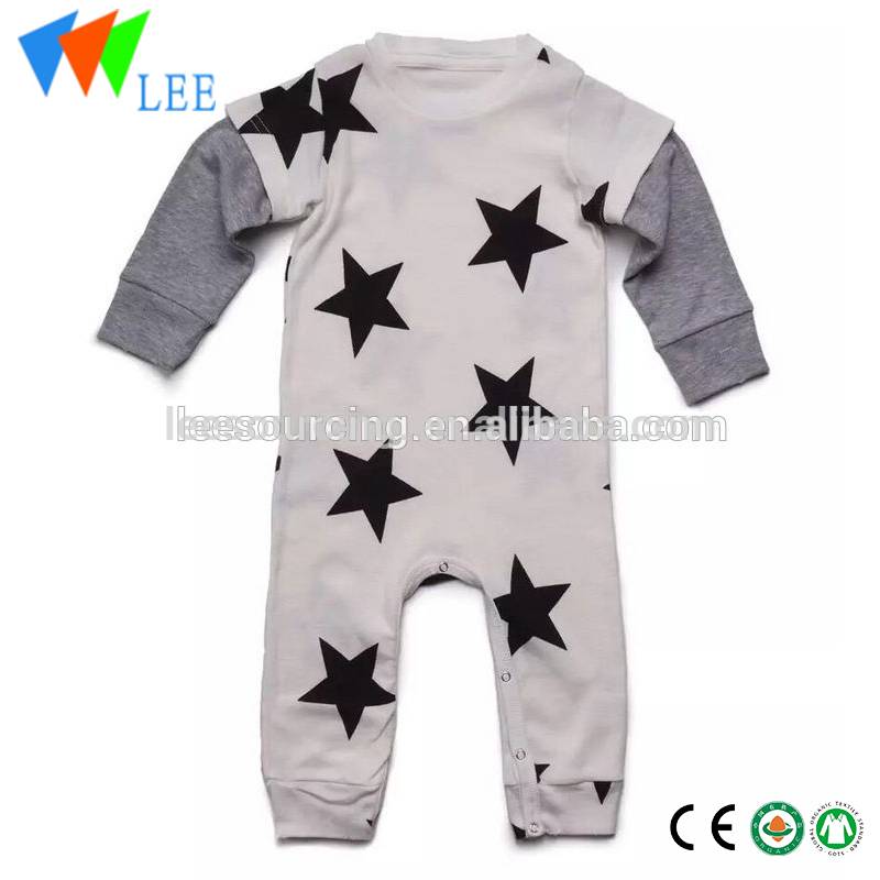 Baby Cotton Romper Star Printed Jumpsuit Long Sleeve Baby Onesie