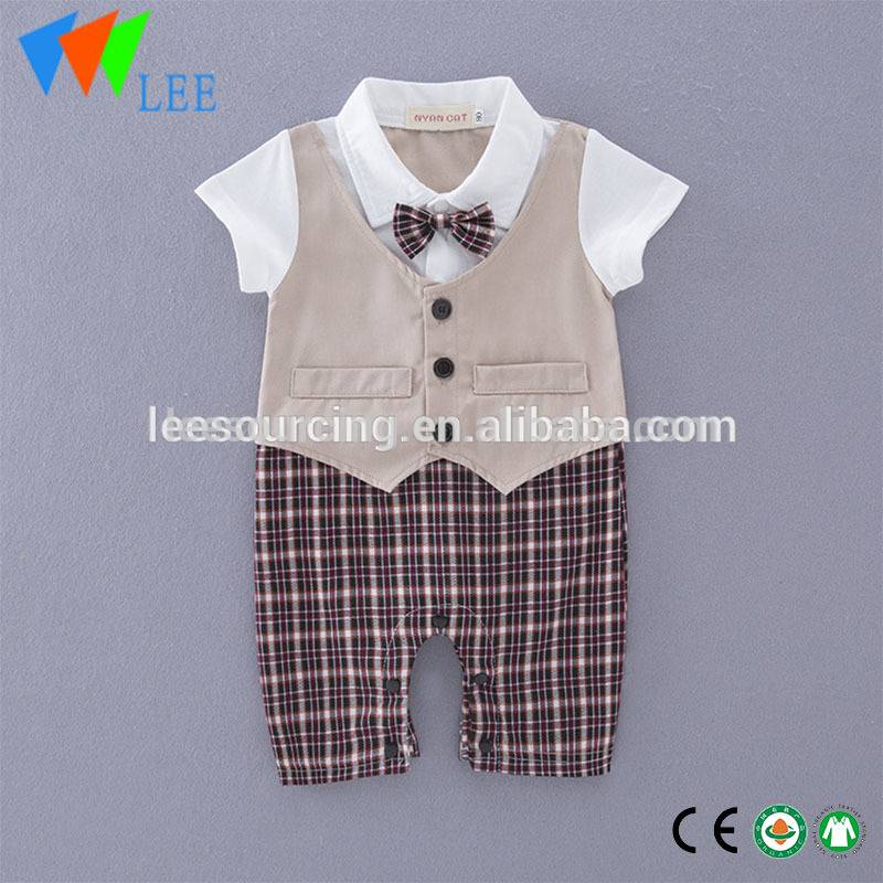 China Gold Supplier for Boy Outfit Set - Baby Cotton Romper Gentleman Design Jumpsuit Short Sleeve boy Onesie – LeeSourcing
