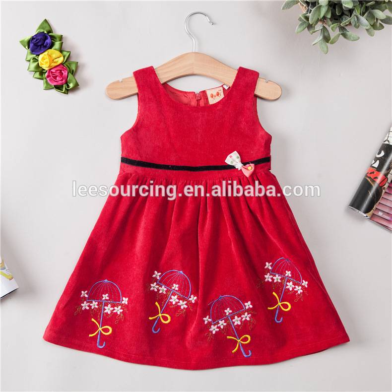 Wholesale sweet style embroidery vest baby girls dress