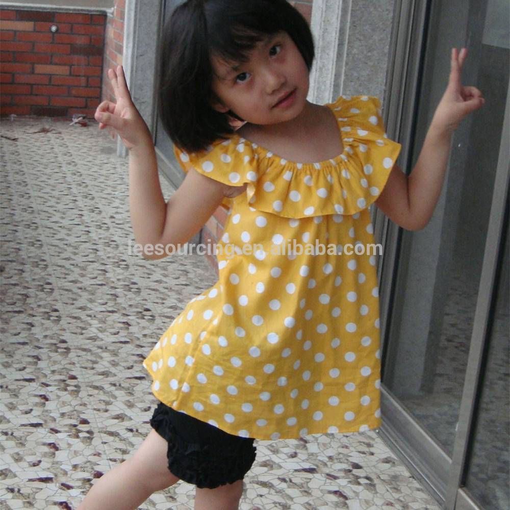 Fashion kids girl polka dots yellow ruffle sleeveless top dress girl one piece dress princess dress