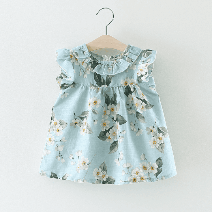 Mode baby klänningar Design Flickor Printed A-Line Kids klänning