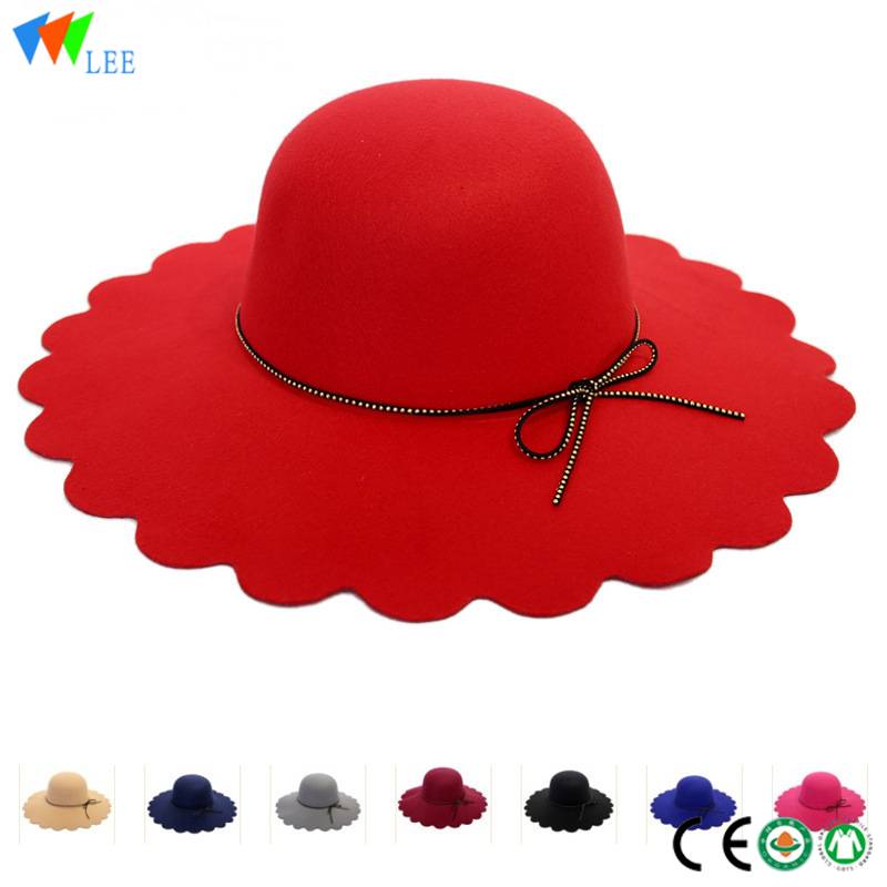 new design women's fashion red woolen simple beautiful fedora hat wholesale