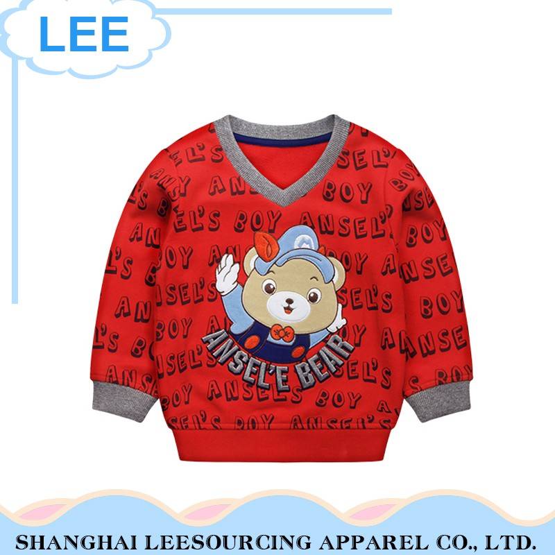 China Supplier Custom Logo Printing Red Knitting Sweater Children