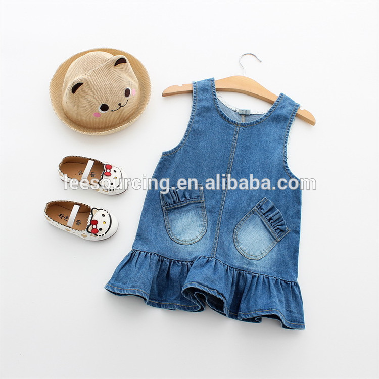professional factory for Beach Cover Up For Women - Boutique baby girls clothes cotton cute girl jean ruffle vest dress for kids – LeeSourcing