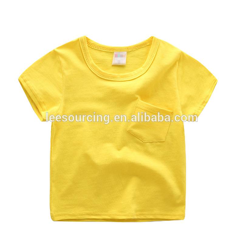 Wholesale summer pocket yellow organic blank kids boy t-shirts