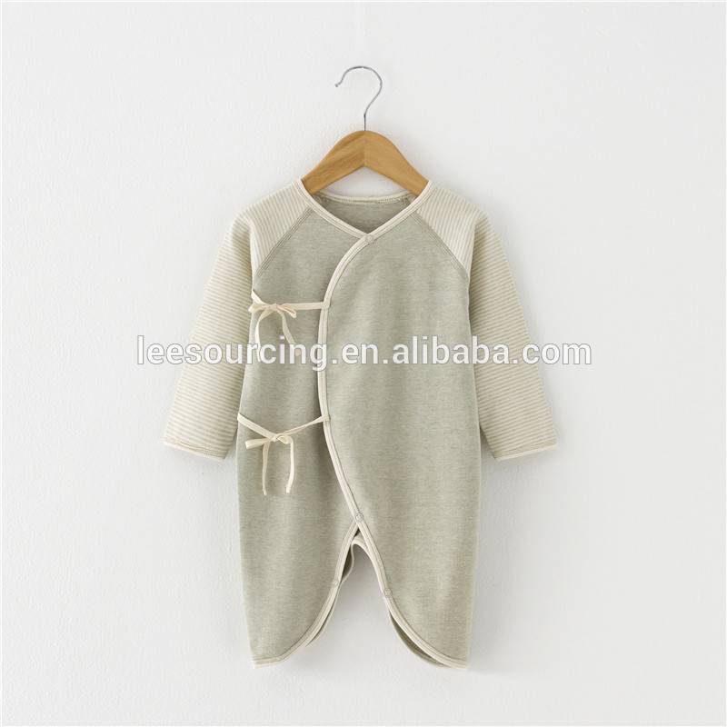 Wholesale 100% organic cotton baby clothes newborn romper long sleeves plain blank baby bodysuit