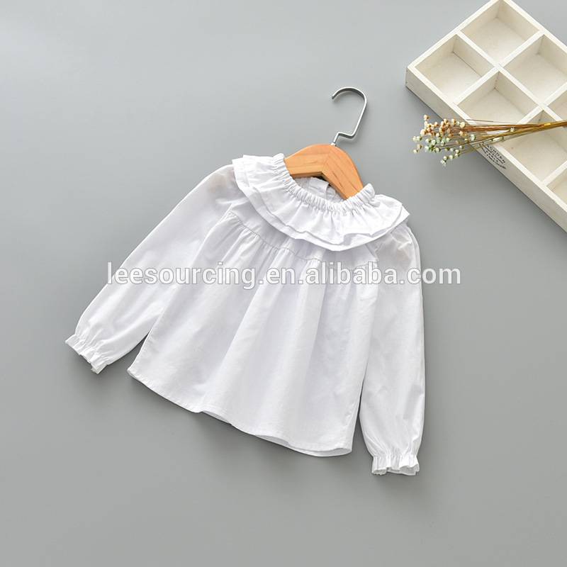 Wholesale turn-down collar kids shirt girl blouse blank