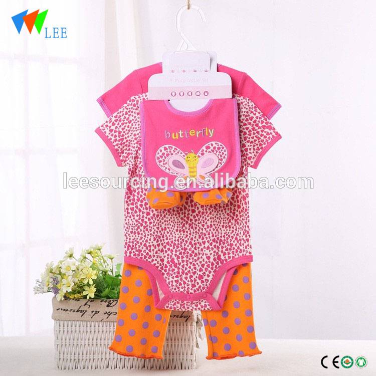 Wholesale cotton short sleeve baby romper new born baby gift set