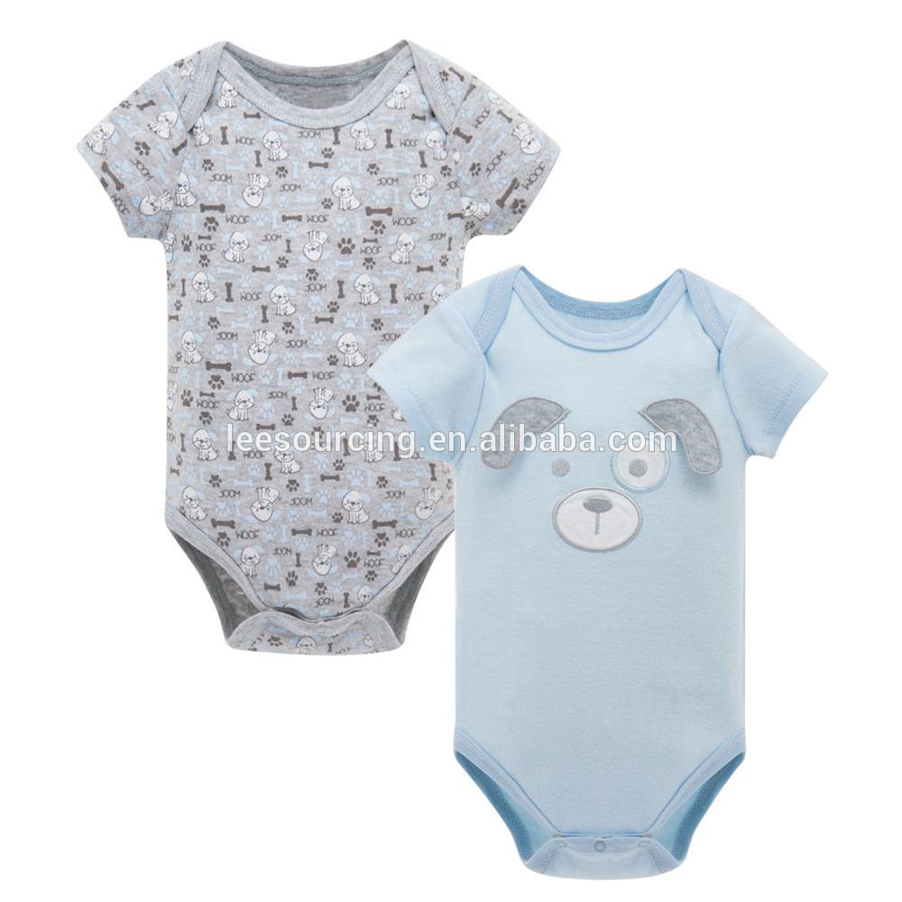 Wholesale high quality cotton cute printing two pieces baby romper set